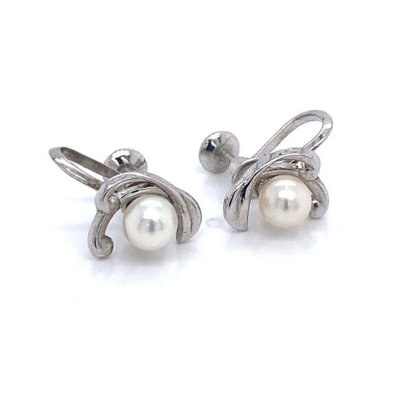 Mikimoto Estate Akoya Pearl Clip On Earrings Sterling Silver 6mm 3.53 Grams M173 - Picture 9 of 15